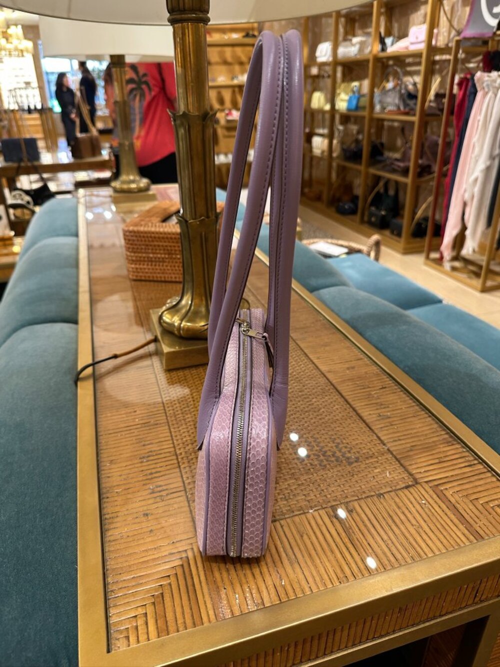 NWT! Tory Burch Rory Box Satchel 181102 In Lavender Sun Water Snake Leather - Picture 3 of 11